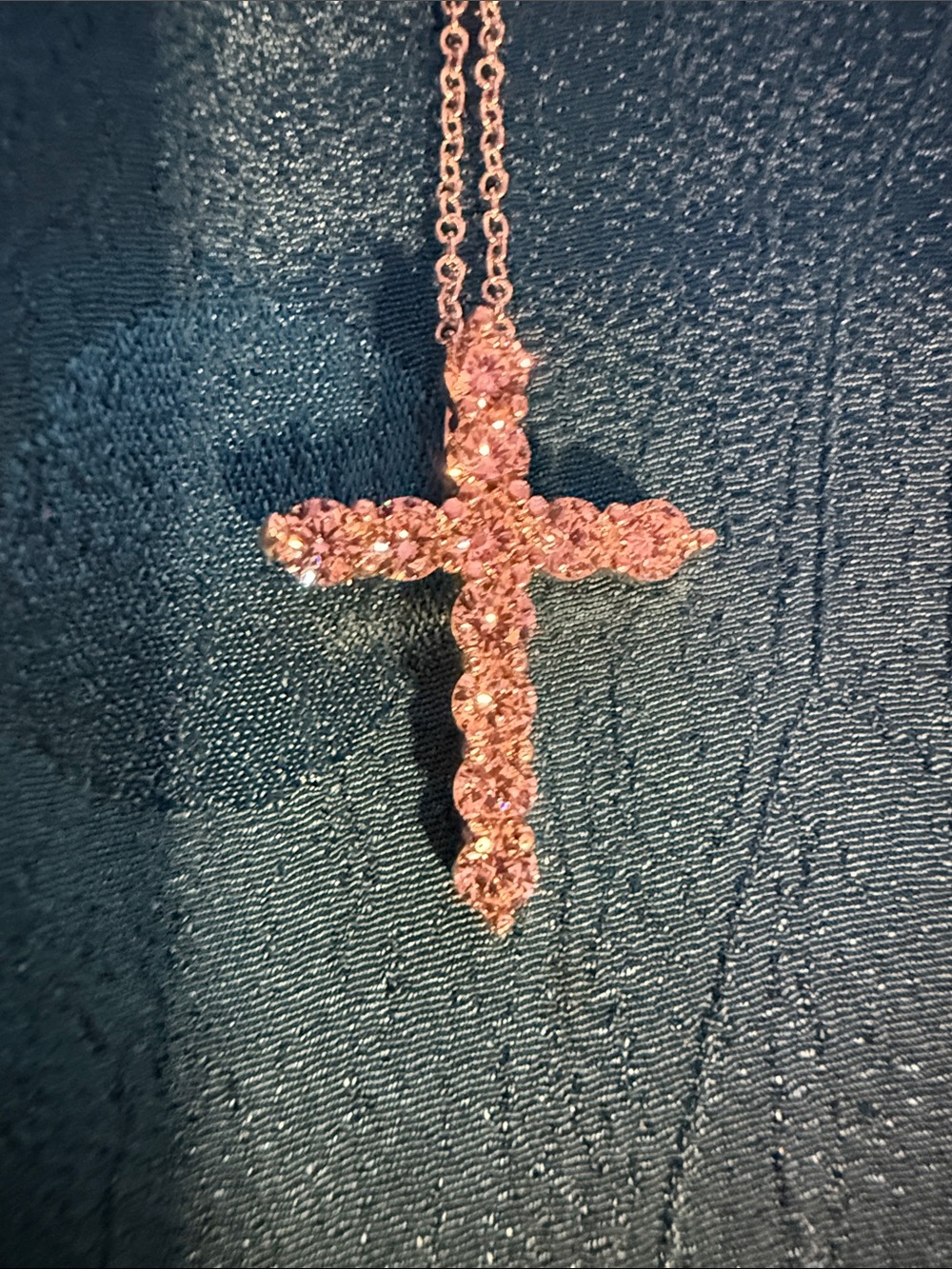 New, Sterling, silver and CZ Cross Pendant Necklace